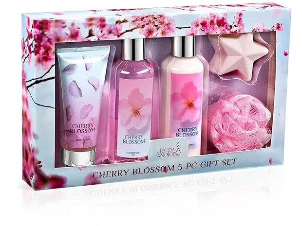 Freida & Joe Fragrance Bath & Body Collection Gift Box, Includes Shower Gel, Body Lotion, Body Scrub, Bath Bomb & Sponge (...