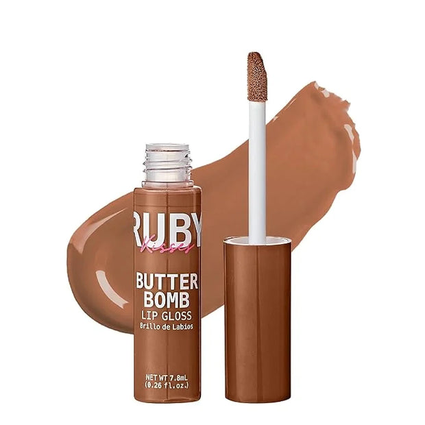Ruby Kisses Lip Gloss Butter Bomb Gloss Non-Sticky Lip Gloss Vitamin E Natural Nude Lip Makeup - 7.8mL (0.26 US fl.oz) (Na...