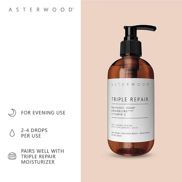 Asterwood Triple Repair Serum (8 oz) + Hyaluronic Acid Eye Serum - Product Image