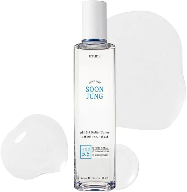 ETUDE Soonjung pH5.5 Relief Toner 200ml (New Version) | Skin Care Solution | Low PH Toner for Sensitive Skin | Non-Comedog...