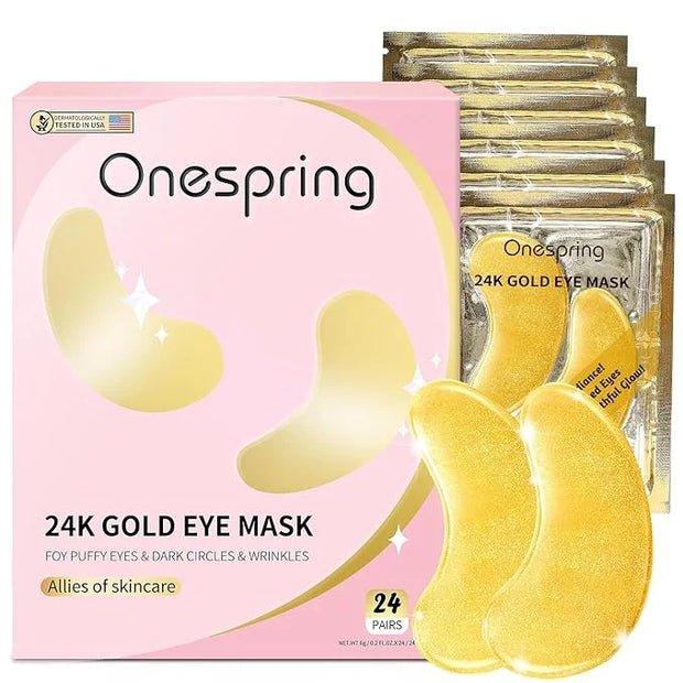 Under Eye Patches (24 Pairs), 24K Gold Under Eye Masks for Dark Circles, Puffy Eyes, Undereye Bags, Wrinkles - Rejuvenatin...