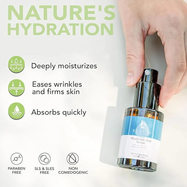 Hyaluronic Acid Serum for Face - USA Made with Natural & Organic Ingredients, Hydrating Anti Aging Face Serum, Softens and...
