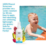 Natural and Vegan SPF 50+ Mineral Sunscreen for Full Body - Water Resistant (80 Minutes), Unscented, Titanium Dioxide FREE...