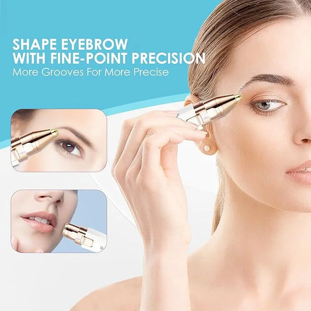 Rechargeable Eyebrow and Facial Hair Remover for Women - 2 in 1 Razor with Built-in LED Light for Painless Hair Removal - ...