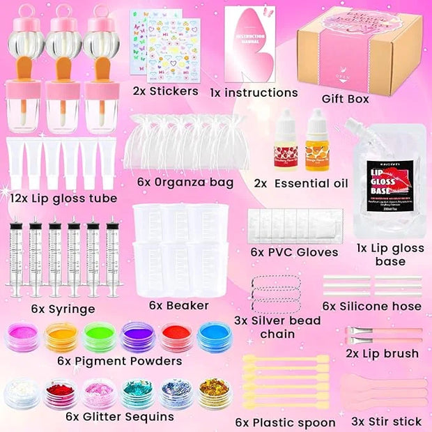 WhizToys 74 PCS Lip Gloss Making Kit, DIY Make Your Own Lip Gloss Kit Beginner,Fun Craft Set for Girls Kids Teens Women, B...
