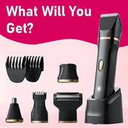 Electric Razors for Women, 5-in-1 Wet/Dry Bikini Trimmer with USB Charge Dock, Deluxe Facial Hair Removal, Wet/Dry Body Sh...