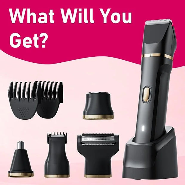 Electric Razors for Women, 5-in-1 Wet/Dry Bikini Trimmer with USB Charge Dock, Deluxe Facial Hair Removal, Wet/Dry Body Sh...