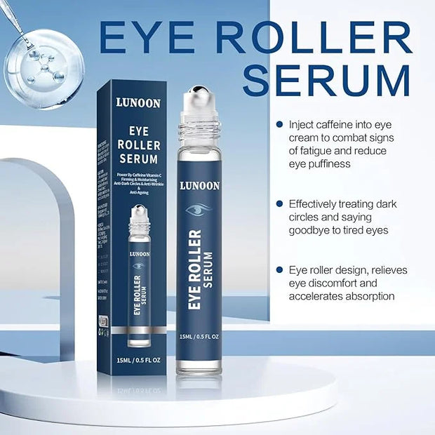 Caffeine Eye Serum for Dark Circles, 3 PCS Under Eye Ice Roller Serum for Anti Aging, Puffiness, Fine Lines, Wrinkles, Car...