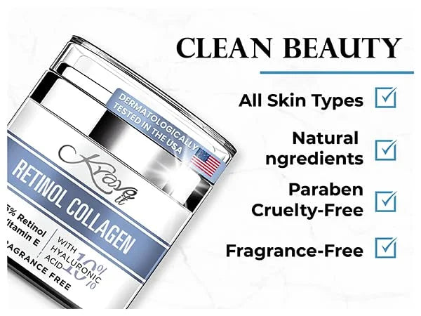 Retinol Cream for Face, Anti Aging Cream - Vitamin E, B5 & Hyaluronic Acid for Skin Care, Anti Wrinkle Face Cream with Col...