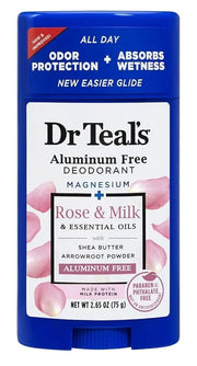 Dr. Teal's Rose & Milk Deodorant Gift Set (2 Pack, 2.65oz Ea) - Rose & Milk Formula - Aluminum Free with Magnesium - Essen...