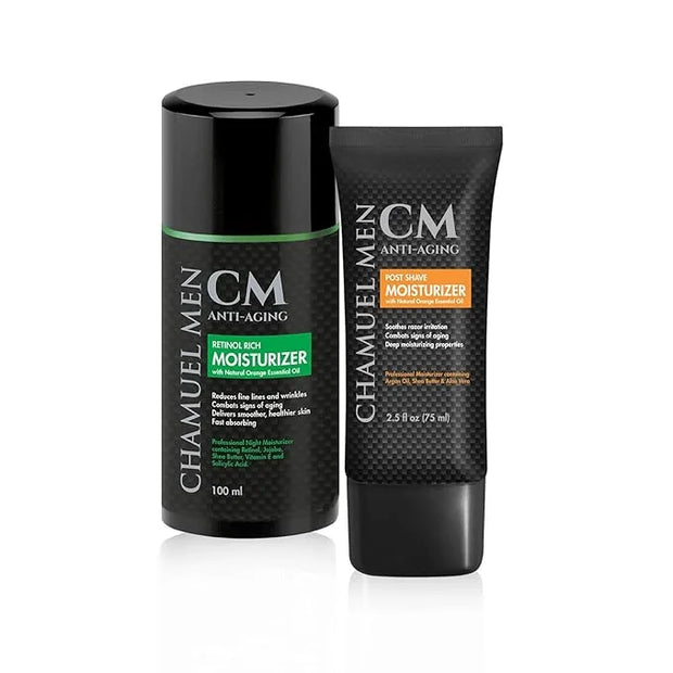Day & Night Skincare Set for Men | Includes Anti-aging Post Shave Moisturizer + Night Moisturizer w/Retinol. The Essential...