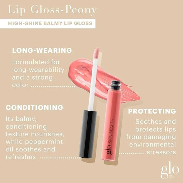 Glo Skin Beauty Lip Gloss (Peony) - Longwearing, High-Shine and Non-Sticky Finish, Add Color and Shine with Lip Nourishing...