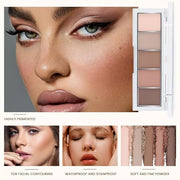 5 Colors Matte Eyeshadow Makeup Palette,Nude Pink Light Dark Brown Highly Pigmented Natural Neutral Eye Shadow Palette,Lon...