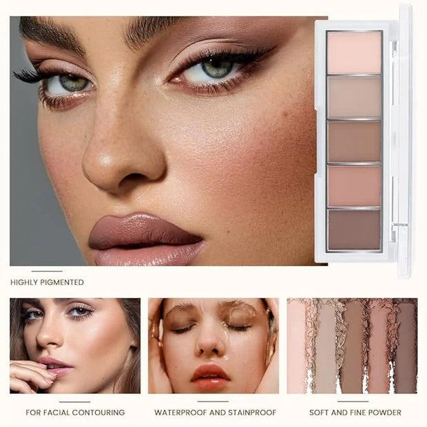5 Colors Matte Eyeshadow Makeup Palette,Nude Pink Light Dark Brown Highly Pigmented Natural Neutral Eye Shadow Palette,Lon...
