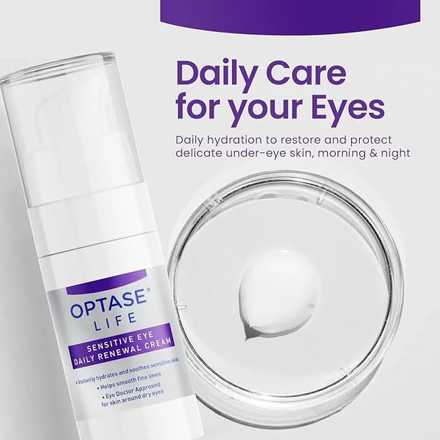 Optase LIFE Sensitive Eye Daily Renewal Cream - Hydrating Eye Cream for Skin Use Around Dry and Sensitive Eyes - Smooths F...