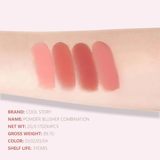 Blush for Cheeks Professional Makeup Palette, Comes with 4 Separate Powder Palette,Blendable and Fade-Resistant for Eyes,L...