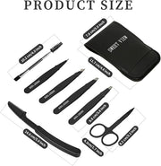 7pcs Eyebrow Tweezers Kit for Women Precision Plucker with Brow Scissors & Razor & Spoolie for Facial, Chin, Brow, Splinte...