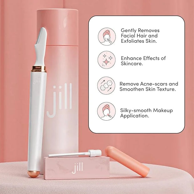 Jill Dermaplane Razor Trial Kit | Facial Hair Removal Dermaplaning Kit Includes 1 Shave Wand, 2 Dermaplane Razors & Cleani...