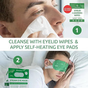 Steam Eye Mask for Dry Eyes with 5 Eyelid Cleansing Wipes, Self Heating Eye Compress for Dry Eyes, Soothe and Relax with 4...