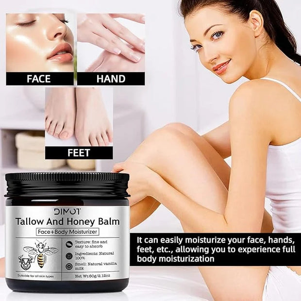 Tallow and Honey Balm for Skin Honey Butter Face & Body Cream For Skin Firming & Hydrating Balm Skin Care Tallow Face Mois...