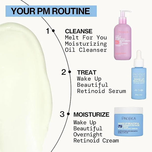 Pacifica Wake Up Beautiful Retinoid Night Cream – Overnight Anti-Aging Moisturizer with Hyaluronic Acid & Melatonin, Reduc...