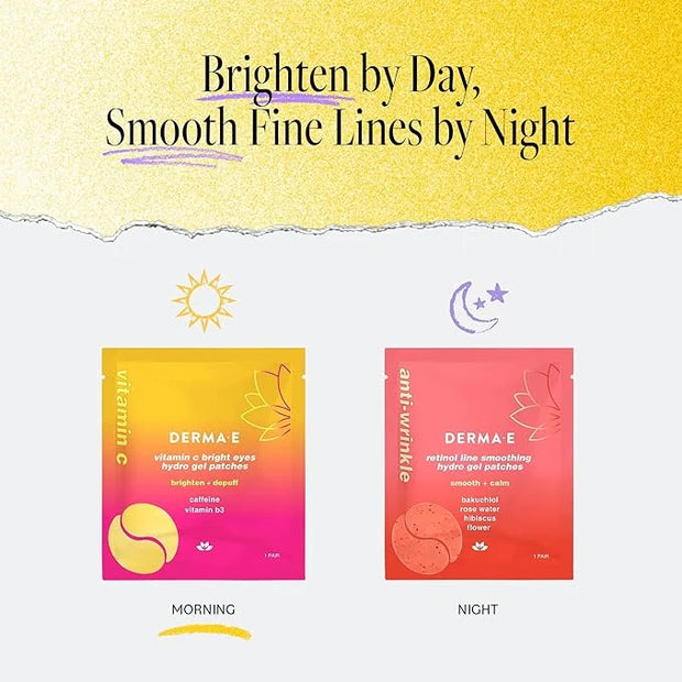 Derma E Vitamin C Bright Eyes Hydro Gel Under Eye Patches (5 Pairs), Allantoin, Caffeine & Vitamin B3, Eye Masks to Helps ...