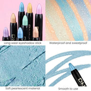 evpct Dazzling Blue Shimmer Cream Eye Shadow Brightener Sticks Set for Eyes, Blue Shimmery Matte Pencil Eye shadow Applica...