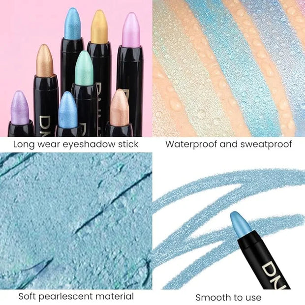 evpct Dazzling Blue Shimmer Cream Eye Shadow Brightener Sticks Set for Eyes, Blue Shimmery Matte Pencil Eye shadow Applica...