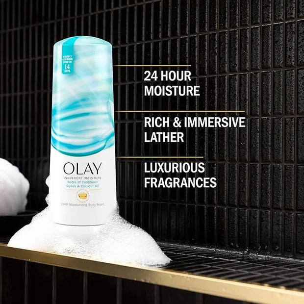 Olay Body Wash for Women, Indulgent Moisture, 24hr Moisturizing & Nourishing Formula, Infused with Vitamin B3 Complex, Lux...