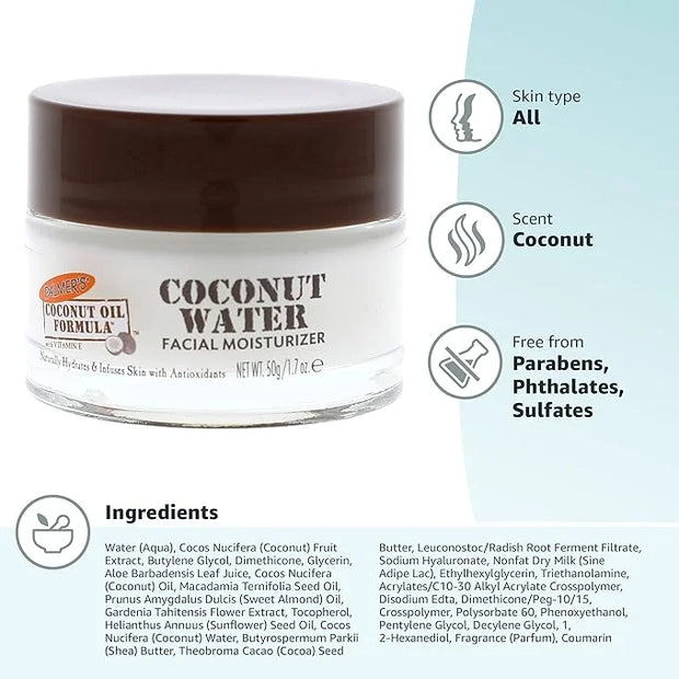 Palmer’s Coconut Oil Formula Coconut Water Face Moisturizer, 1.7 Ounce Jar - Product Image