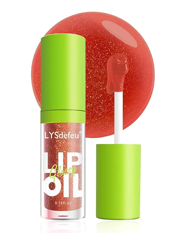 Lip Oil Lip Glaze-1Pcs Hydrating Red Lip Glow Oil,Shiny Transparent Tint Lip Gloss Plumping,Long Lasting Non-sticky Clear ...