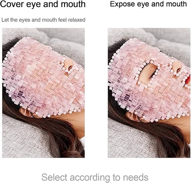 ideayard Jade Mask, Rose Quartz Face Cold Mask for Headache Relief Mask, Weight Compress Mask Cover Eye for Puffy Eyes, Te...