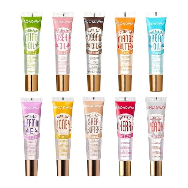 Ruby Kisses Broadway Vita-Lip Clear Lip Gloss (10 Pack), Hydrating & Soothing Formula with Vitamin, High-Shine Non-Sticky ...