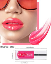 Plumping Lip Glow Oil,Hydrating Tinted Lip Oil Gloss,Transparent Toot Lip Oil Lipgloss,Long Lasting Moisturizing Glow Revi...