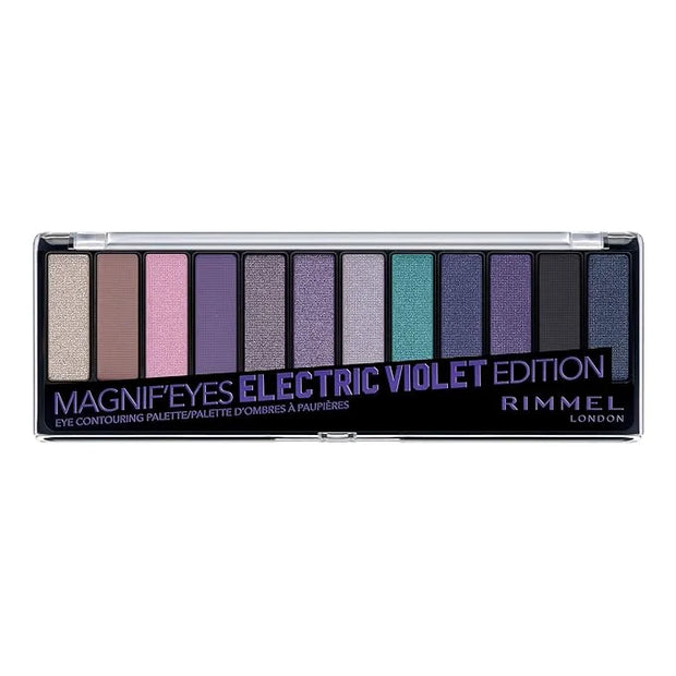 Rimmel London Magnif'Eyes Eyeshadow Palette, 12 Shades, Blendable Formula, Versatile, 008, Electric Violet, 0.5oz - Produc...