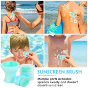 Azazccm Sunscreen Applicator for Kids, 2pcs Sunblock Buddy Brush Set, Suncream & Lotion Brush with Cleaner, Travel Size fo...