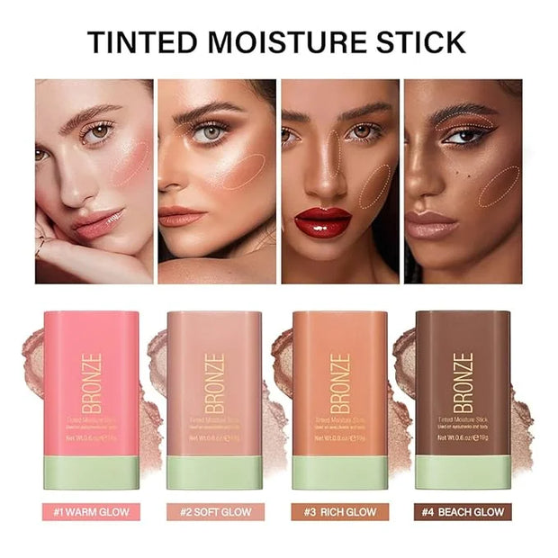 Multi-Use Makeup Blush Stick, Beauty Tinted Solid Blush Stick,Facial Contouring Highlight & Brighten Face Stick, Waterproo...
