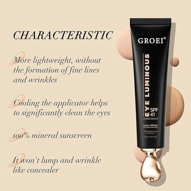 Luminous Eye Corrector Spf 41,Under Eye Corrector For Dark Circles,Undereye Sunscreen & Concealer, Hydrating Serum, Anti A...