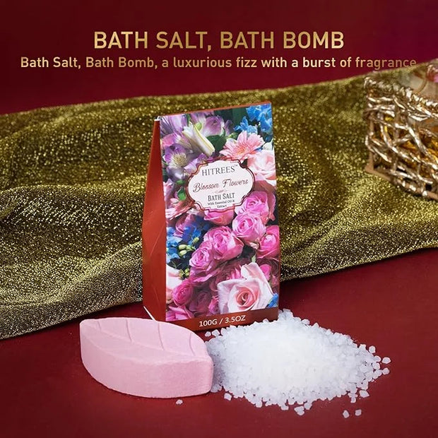 Spa Gift Basket for Women, ROSE & JASMINE Friendship Gifts Women, Tote Bag, Shower Gel, Hand & Body Cream, Hitrees Bath Gi...