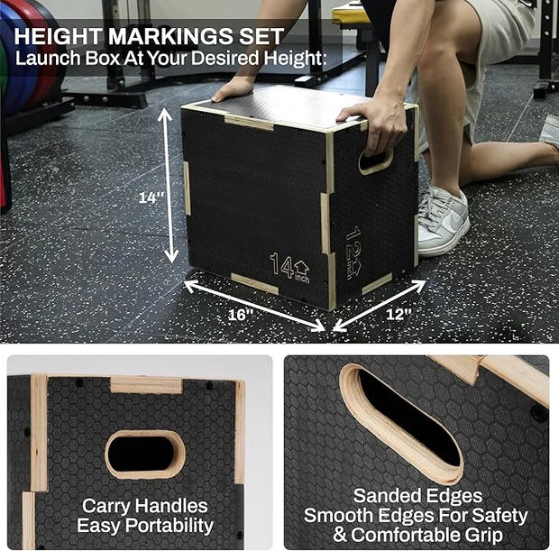 3 in 1 Non-Slip Wooden Plyo Box Plyometric - Product Image
