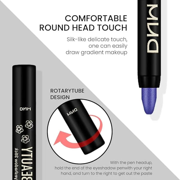 evpct Blue Shimmer Cream Eye Shadow Brightener Sticks Set for Eyes, Blue Shimmery Pencil Eye shadow Applicator Stick Pen P...