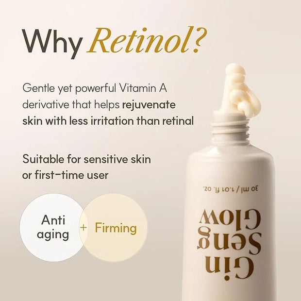 The Face Shop Ginseng Glow Eye Serum - Reduces Visible Dark Circles & Wrinkles, with Korean Ginseng, Retinol, Anti Aging, ...