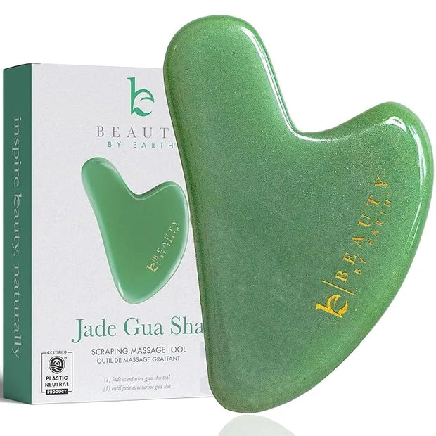 Beauty by Earth Jade Gua Sha - Smoothes Fine Lines & Wrinkles, Face Sculpting Tool for Face Massage, Jaw Massager, Facial ...