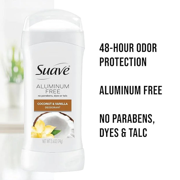 Suave Aluminum-Free Deodorant for Women, Coconut & Vanilla, 2.6 Oz - Product Image