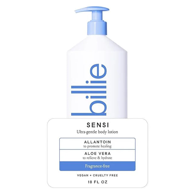 Billie Sensi Ultra-Gentle Women's Body Lotion, Fragrance-Free, Allantoin & Aloe Vera, 18 fl oz - Product Image
