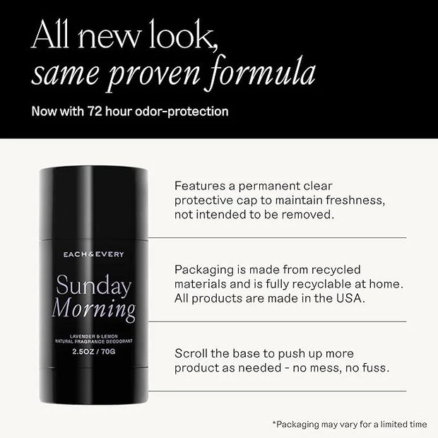 Each & Every Aluminum Free Deodorant for Women & Men, Lavender & Lemon + Cedar & Vanilla - All Natural Deodorant for Sensi...