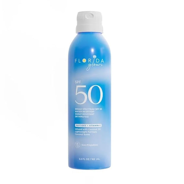 Florida Glow SPF 50 Sunscreen Spray - Hawaii 104 Reef Act & Florida Keys Compliant, Broad Spectrum, Water Resistant Sport ...