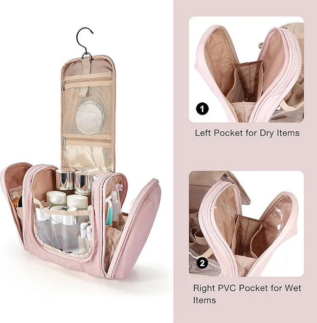 BAGSMART Toiletry Bag for Women, Travel Toiletry Organizer with hanging hook, Water-resistant Cosmetic Makeup Bag Travel O...