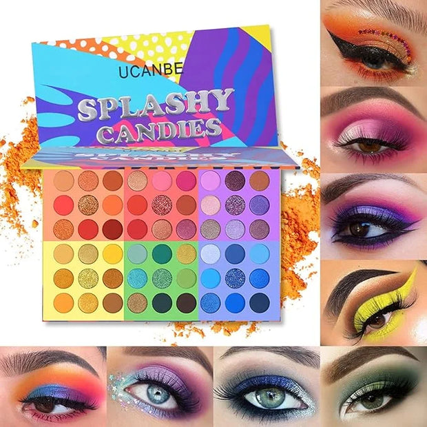 UCANBE 54 Colors Splashy Candies Eyeshadow Palette + 15pcs Makeup Brush Set, Highly Pigment Matte Metallic Shimmer Glitter...