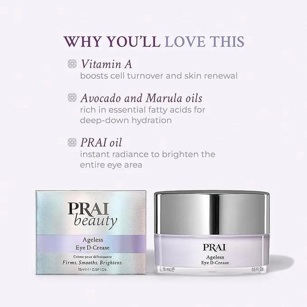 PRAI Beauty Ageless Eye D-Crease, Anti-Aging Eye Cream for Instantly Ageless-Looking Eyes, Under Eye Cream - Product Image